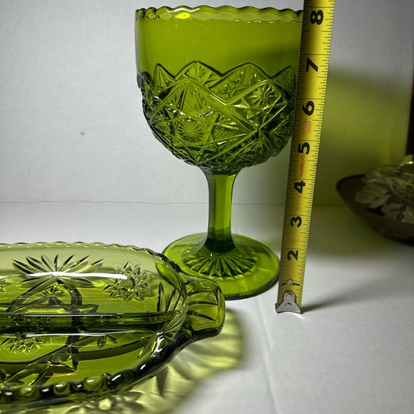 Vintage Viking Glass Compote & Star of David Anchor Hocking Oblong Divided Dish. - Picture 7 of 8